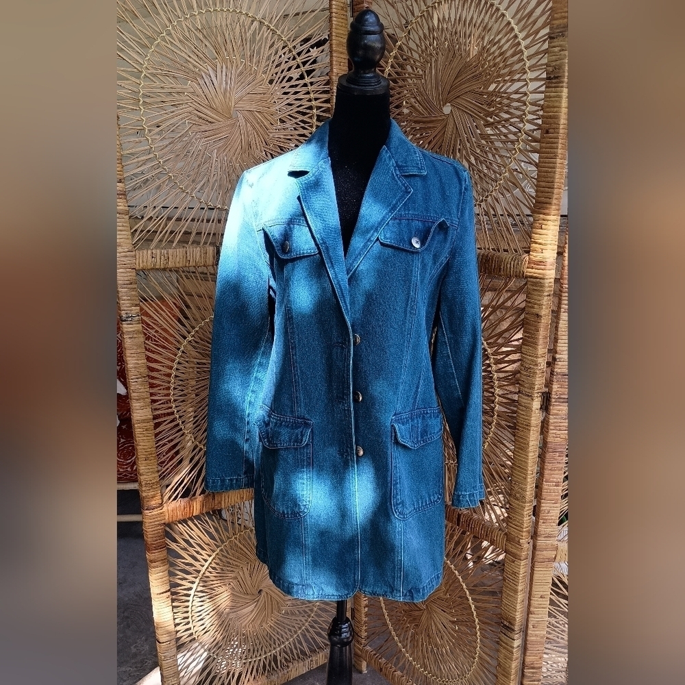Vintage Together 100% Cotton Blue/Teal Denim Long Sleeve Jacket_10